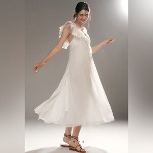 LET ME BE Asymmetric 3d Floral Midi Dress